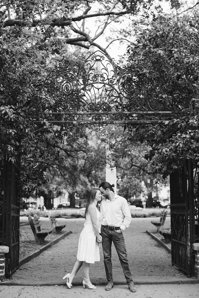 Couple in park from Charleston, South Carolina engagement session. Rachel Fugate Photography