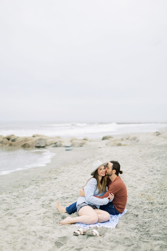 Couple kissing from Foley Beach, South Carolina engagement session. Rachel Fugate Photography