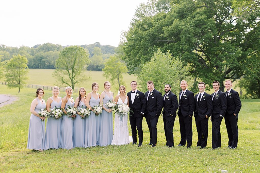 Blue and white themed bridal party portrait - Rachel Fugate Photography